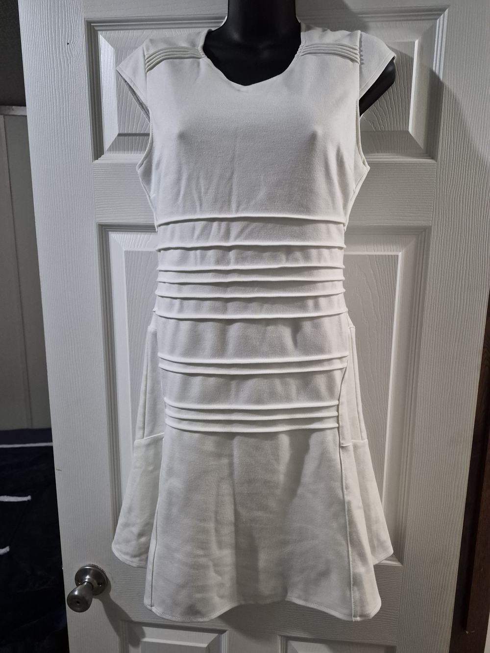 Jennifer Lopez White Pleated Waist Fit & Flare Mini Dress